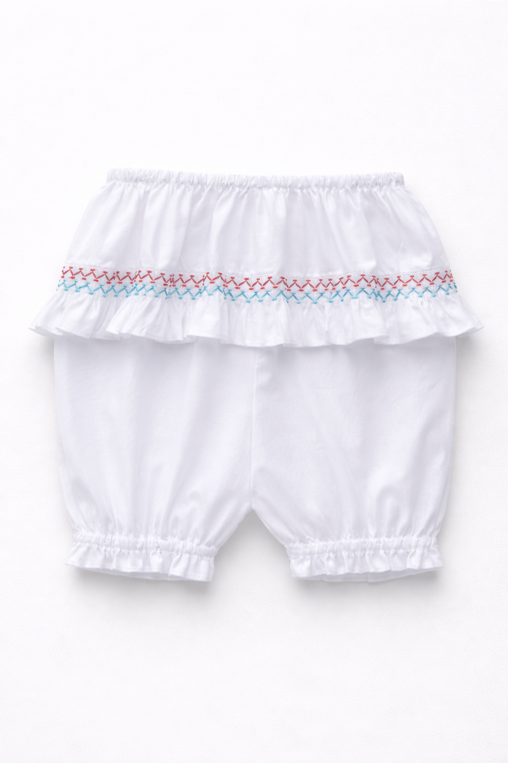 Little Love - Smocked Bloomers (coral/blue)