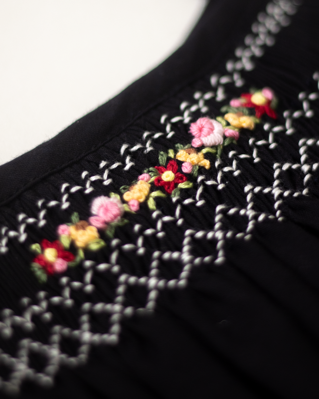 Elegant Smock Dress – Hand Embroidered Pure Cotton