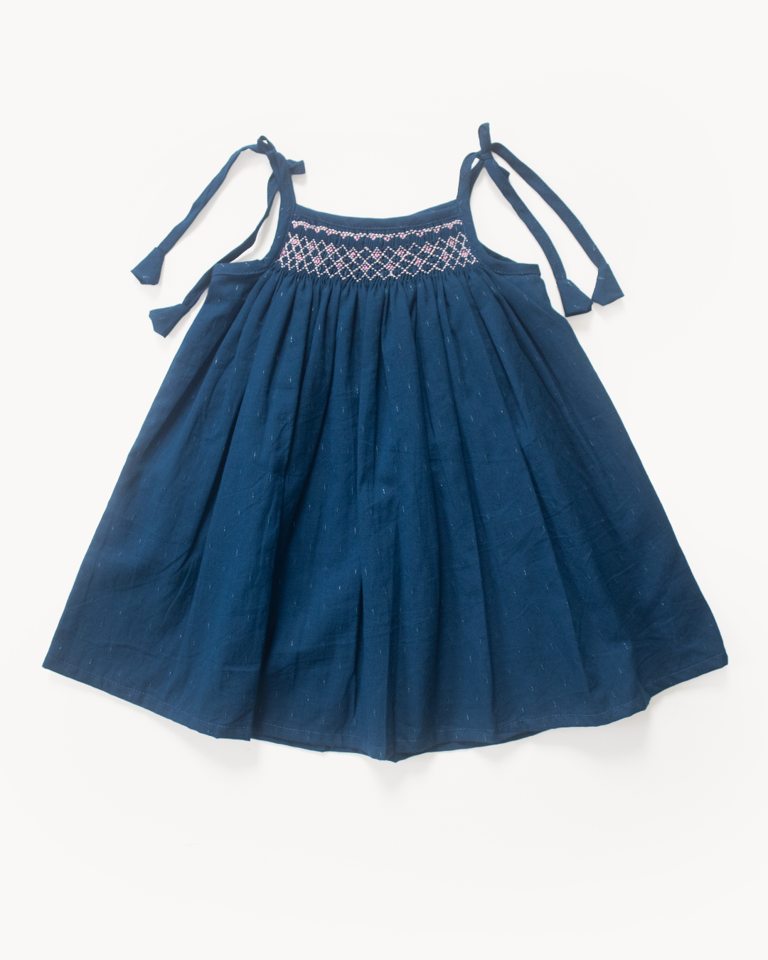 Deep Blue Smock Dress – Hand Smocked Cotton