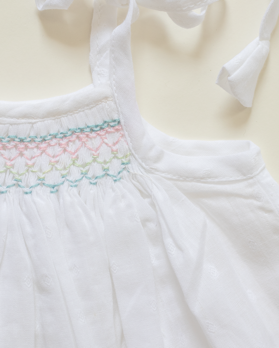 Pastel Mist Hand-Smocked Cotton Dress