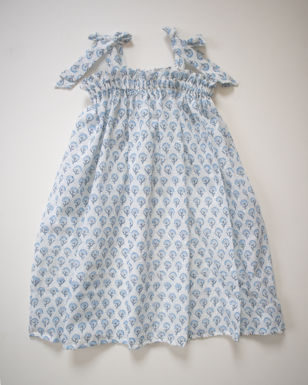 Blue Petal Tie-Up Dress – Kids