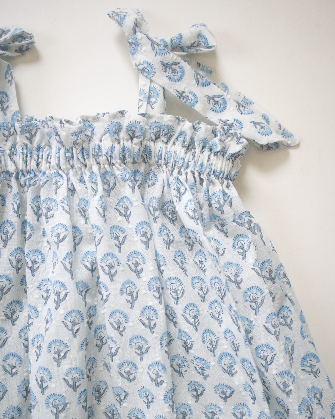 Blue Petal Tie-Up Dress – Kids