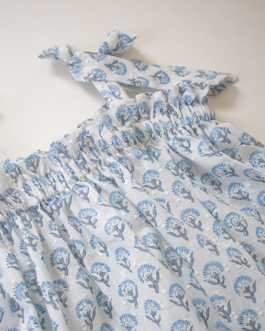 Blue Petal Tie-Up Dress – Kids