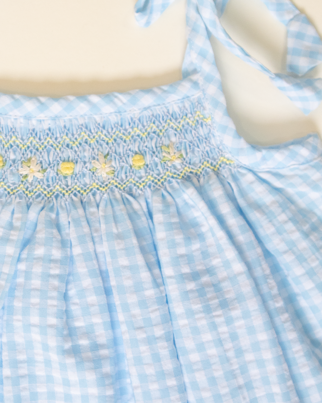 Sky Check Tie-Up Smock