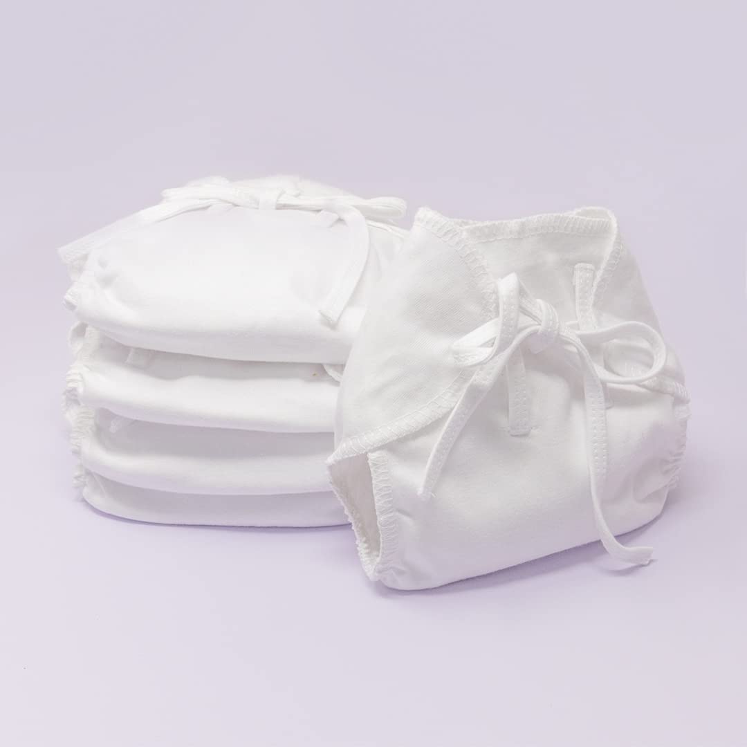 mybud Soft Cotton Nappy, Langot for New Born Baby | Washable & Reusable | White | 5ps Set (0-3 Months)