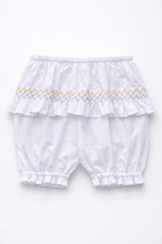 Little Love - Smocked Bloomers (orange/blue)