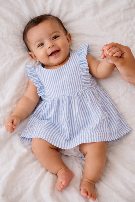 Cotton Dress Blue Stripes