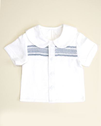 Noel Smocked Shirt and Plaid Shorts Set