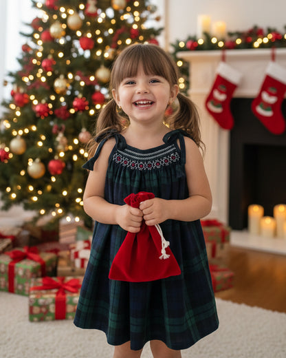 Evergreen Smock Dress - Tie up Smock