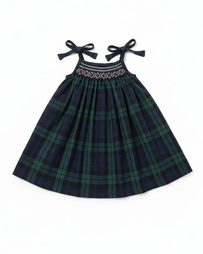 Evergreen Smock Dress - Tie up Smock