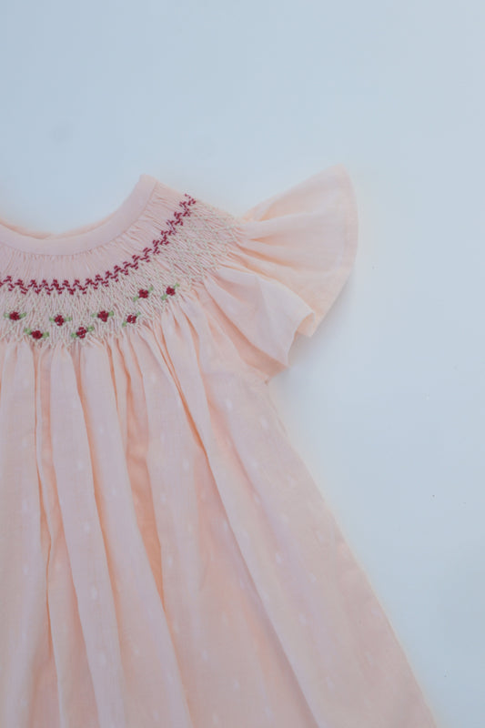 Bishop Smock Dress  - Peach