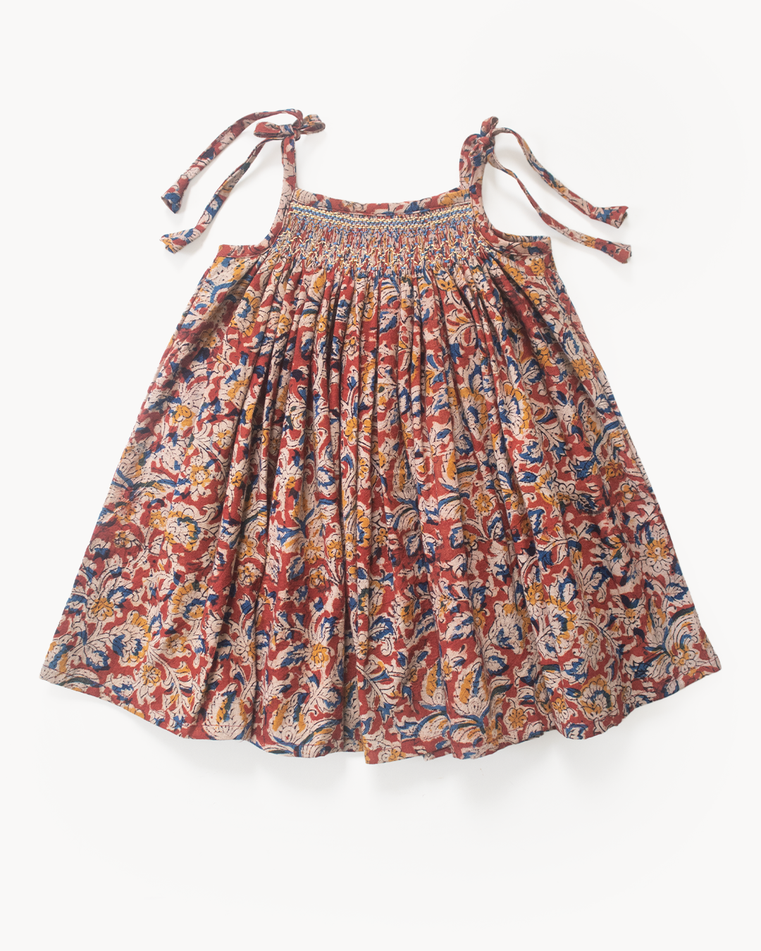 Kalamkari Smock Dress – Hand-Smocked Cotton