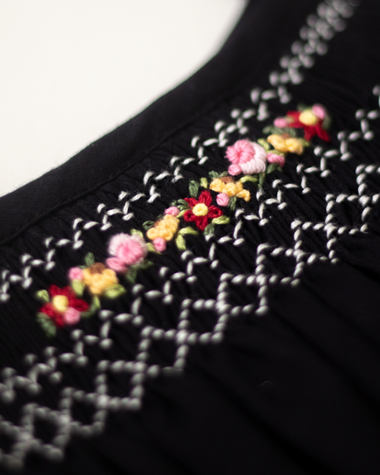 Elegant Smock Dress – Hand Embroidered Pure Cotton