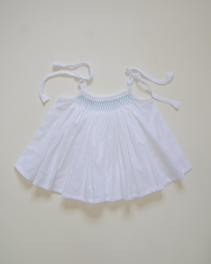 Ocean Mist Hand-Smocked Cotton Dress