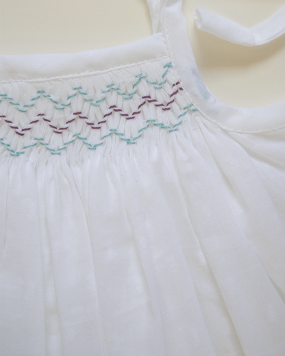 Ocean Breeze Hand-Smocked Cotton Dress