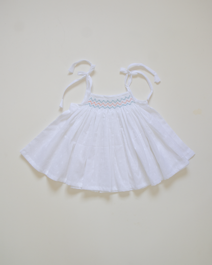 Sunset Shore Hand-Smocked Cotton Dress