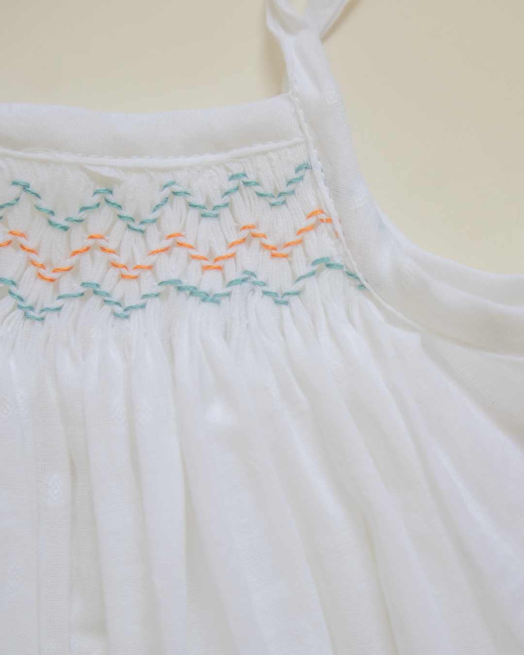 Sunset Shore Hand-Smocked Cotton Dress