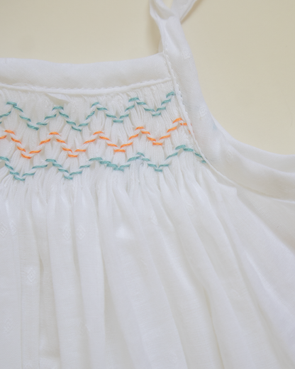 Sunset Shore Hand-Smocked Cotton Dress