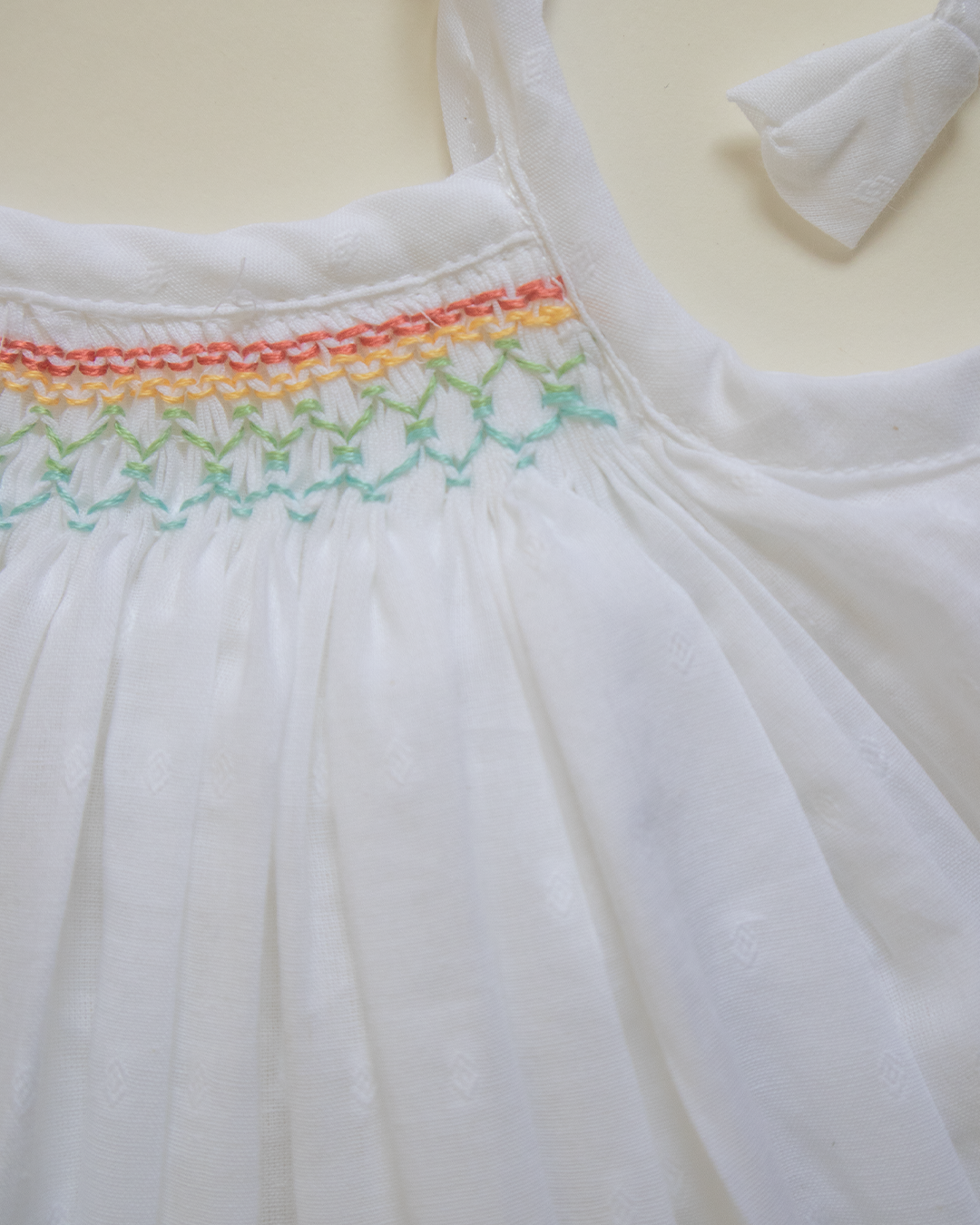 Sunset Meadow Hand-Smocked Cotton Dress