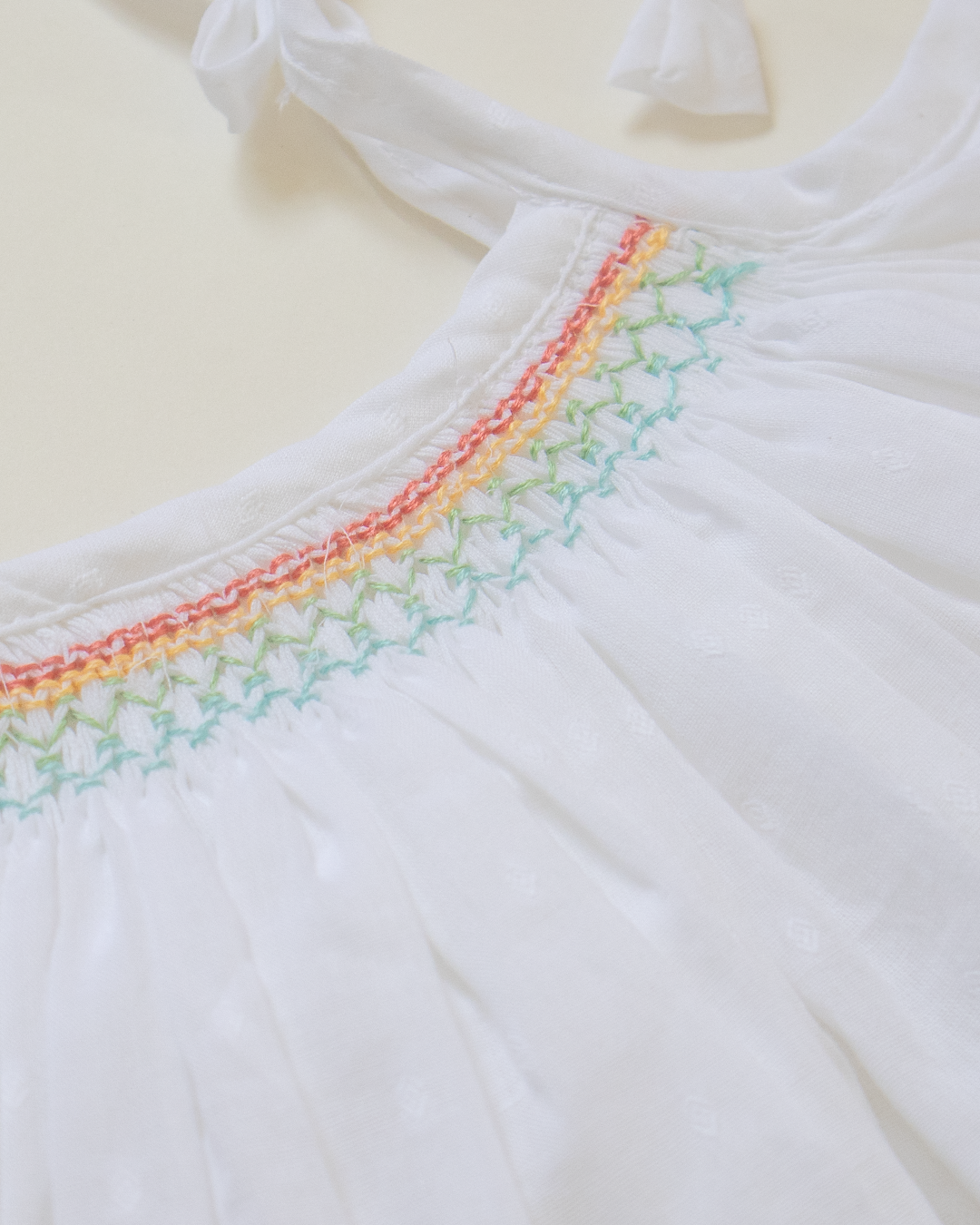 Sunset Meadow Hand-Smocked Cotton Dress