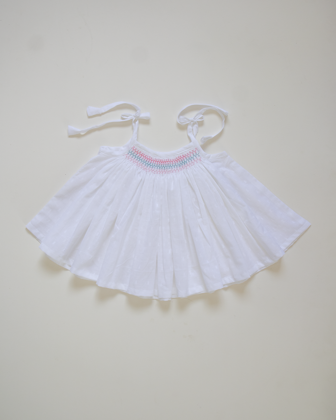 Coral Breeze Hand-Smocked Cotton Dress