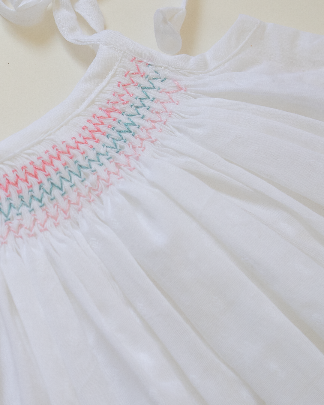 Coral Breeze Hand-Smocked Cotton Dress