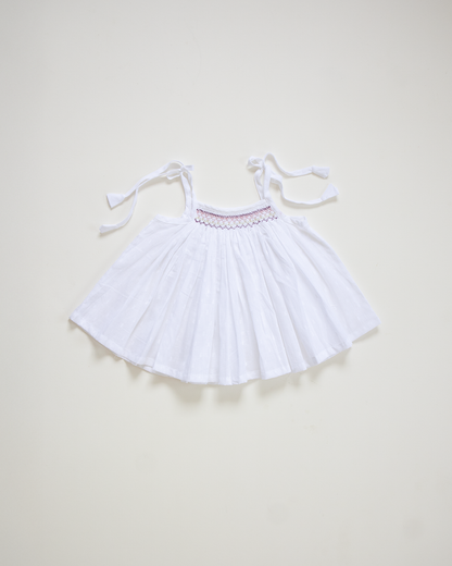 Twilight Bloom Hand-Smocked Cotton Dress