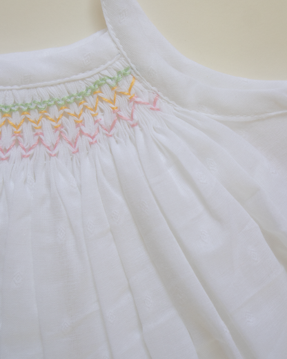 Spring Blossom Hand-Smocked Cotton Dress