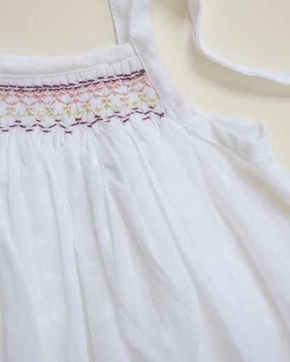 Twilight Bloom Hand-Smocked Cotton Dress