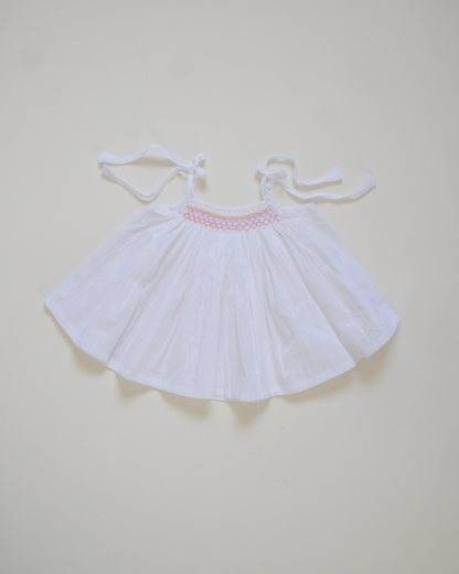 Sunset Bloom Hand-Smocked Cotton Dress