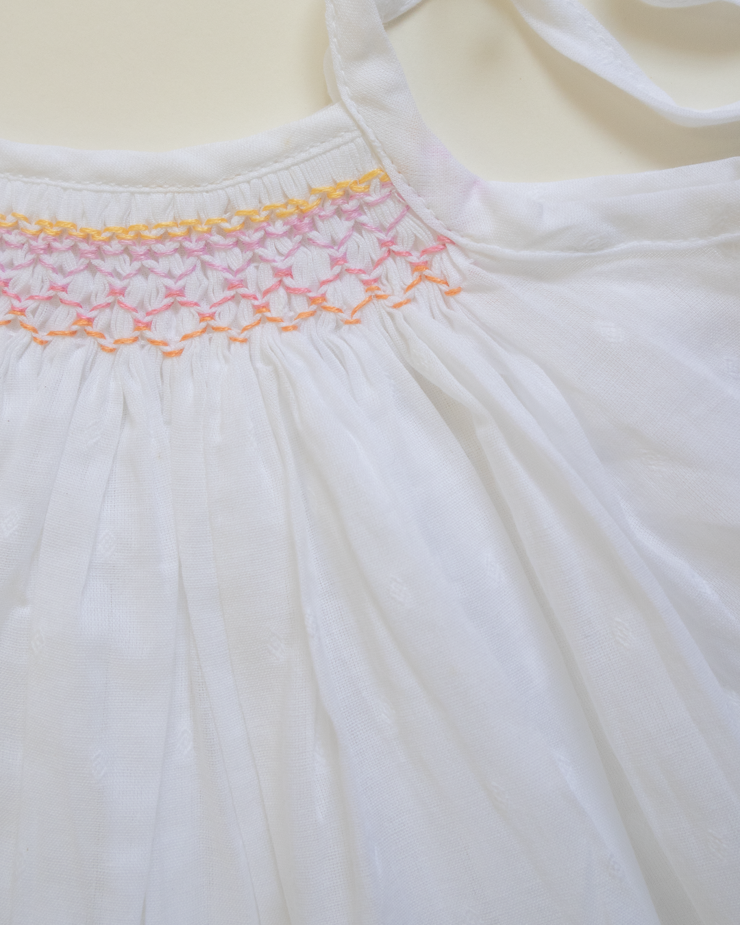 Sunset Bloom Hand-Smocked Cotton Dress