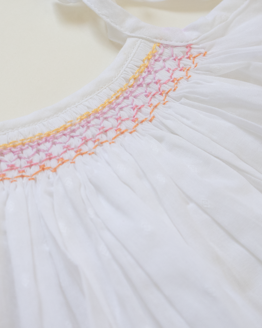 Sunset Bloom Hand-Smocked Cotton Dress