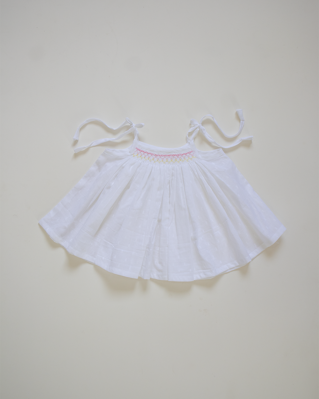 Pastel Blossom Hand-Smocked Cotton Dress