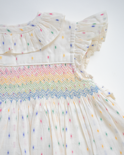 Rainbow Bloom Smock Dress