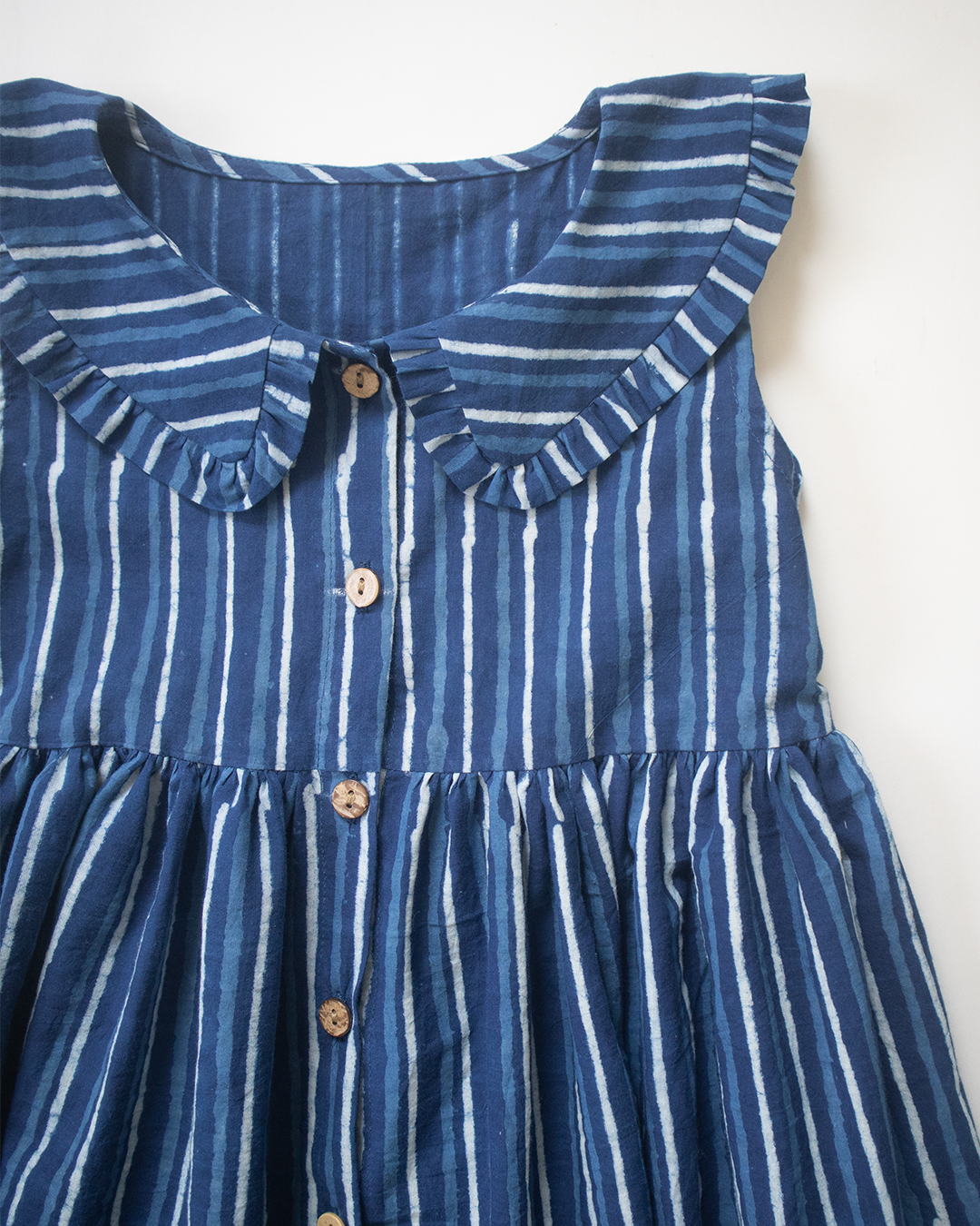 Indigo Lines Button Dress – Kids