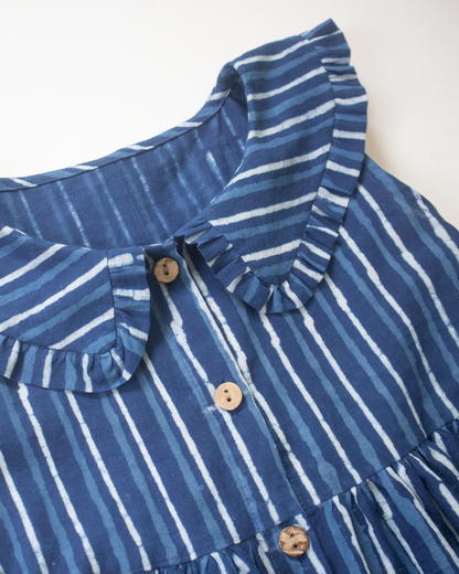 Indigo Lines Button Dress – Kids