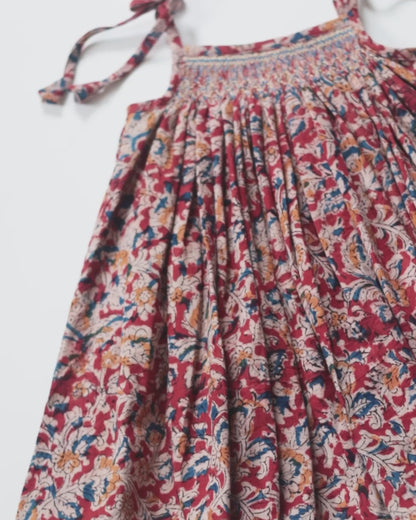 Kalamkari Smock Dress – Hand-Smocked Cotton