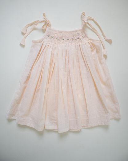 Peach Haze - Tie up Smock - Pure Cotton